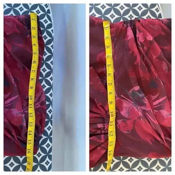 Badgley Mischka Red Floral Strapless Gown Dress - Picture 3 of 8